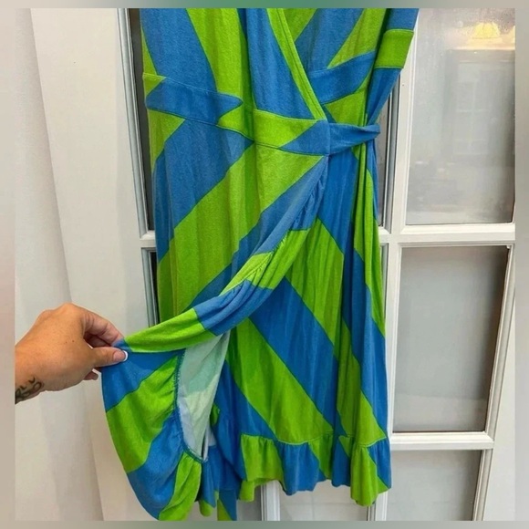 Lilly Pulitzer Adriel Wrap Dress Flutter Sleeve Always A Party Striped Size XL - Picture 6 of 9